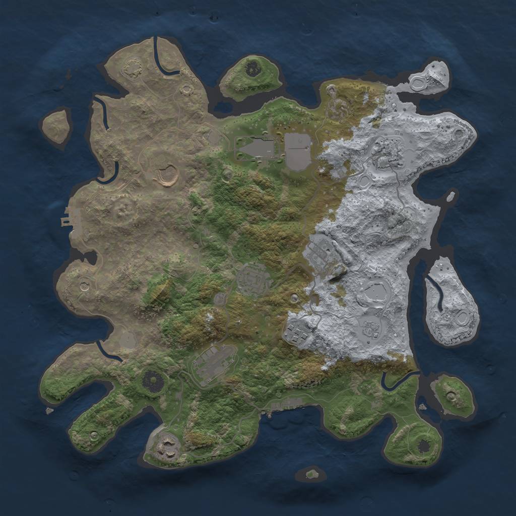 Rust Map: Procedural Map, Size: 3550, Seed: 986345, 16 Monuments