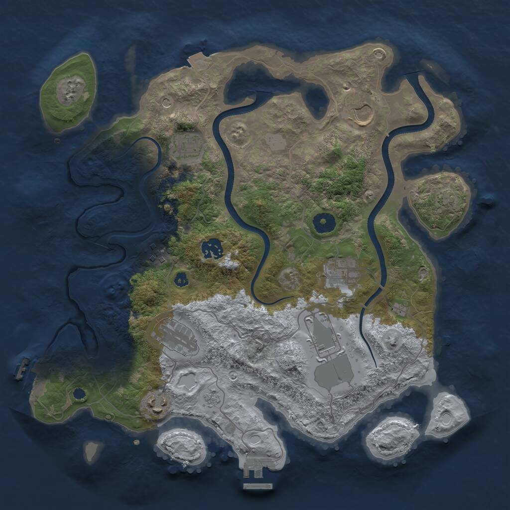 Rust Map: Procedural Map, Size: 3550, Seed: 920608, 14 Monuments