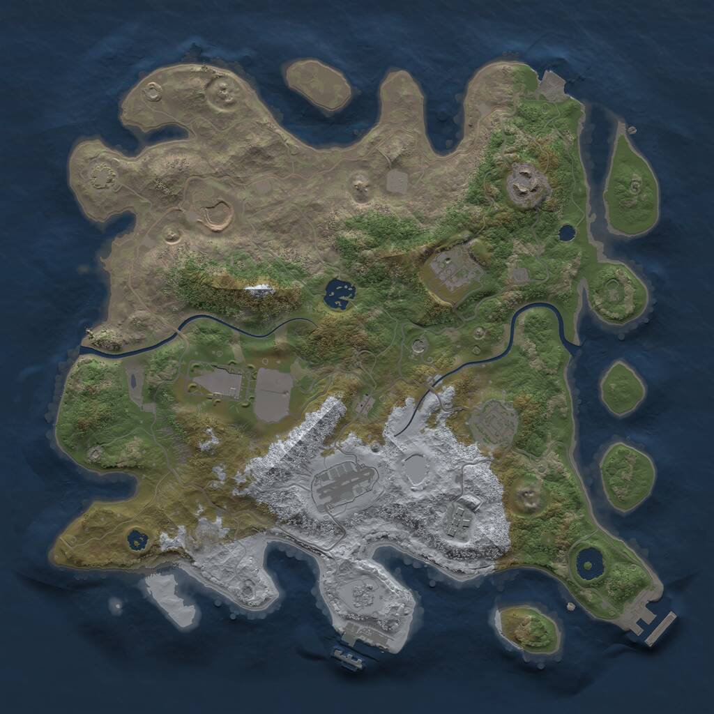 Rust Map: Procedural Map, Size: 3550, Seed: 333313, 14 Monuments