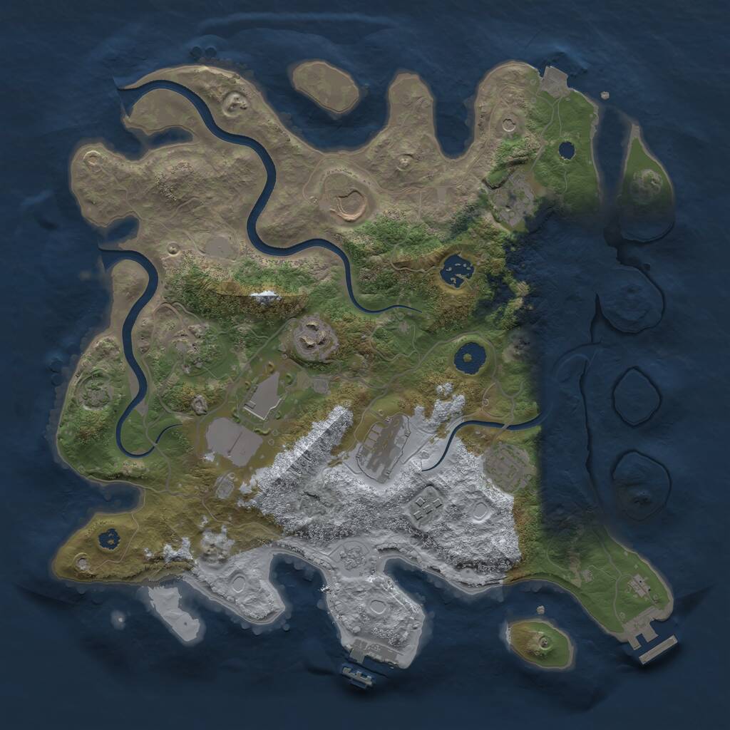 Rust Map: Procedural Map, Size: 3550, Seed: 333313, 15 Monuments