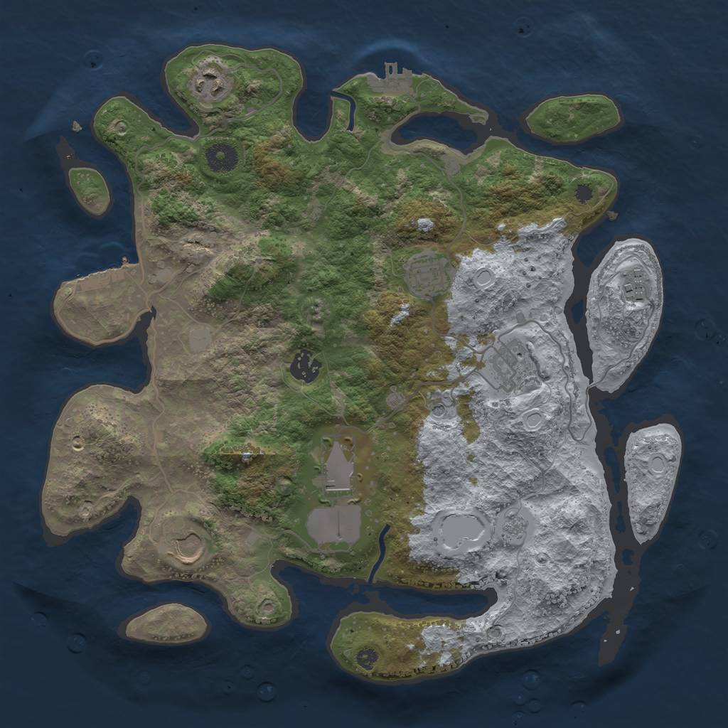 Rust Map: Procedural Map, Size: 3550, Seed: 892224, 14 Monuments