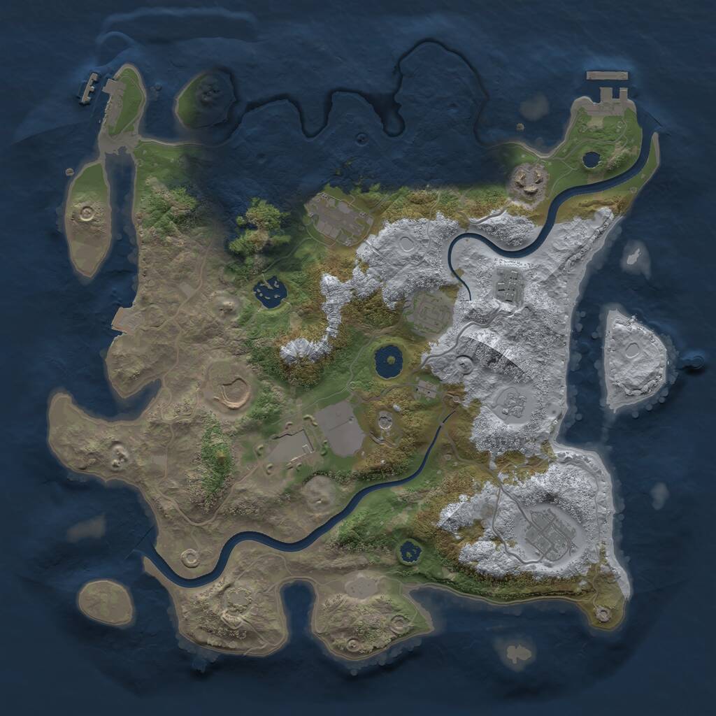 Rust Map: Procedural Map, Size: 3500, Seed: 1502395904, 14 Monuments