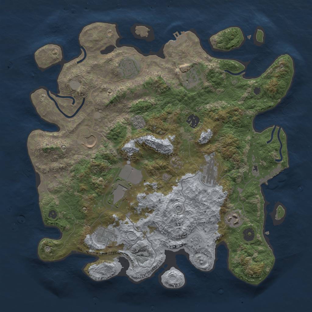 Rust Map: Procedural Map, Size: 3700, Seed: 1367087798, 16 Monuments