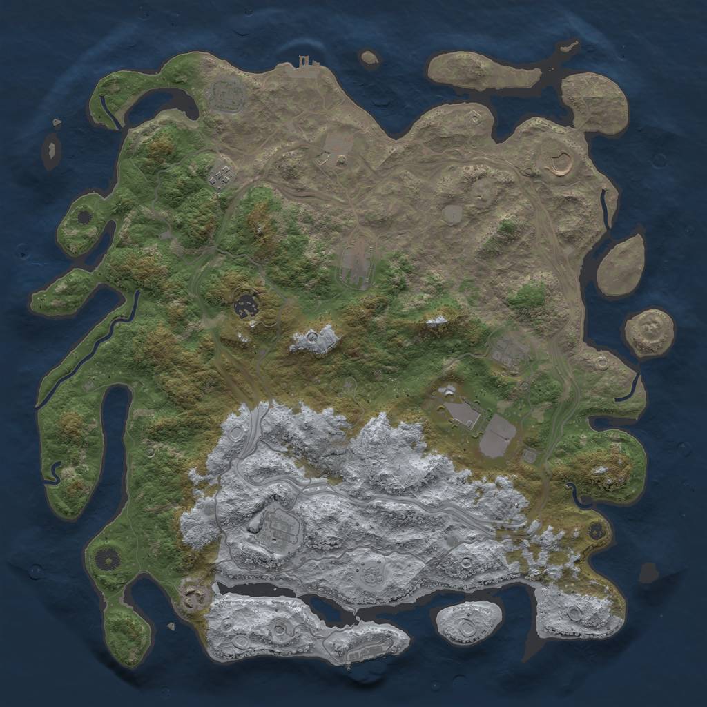 Rust Map: Procedural Map, Size: 4500, Seed: 2053, 17 Monuments