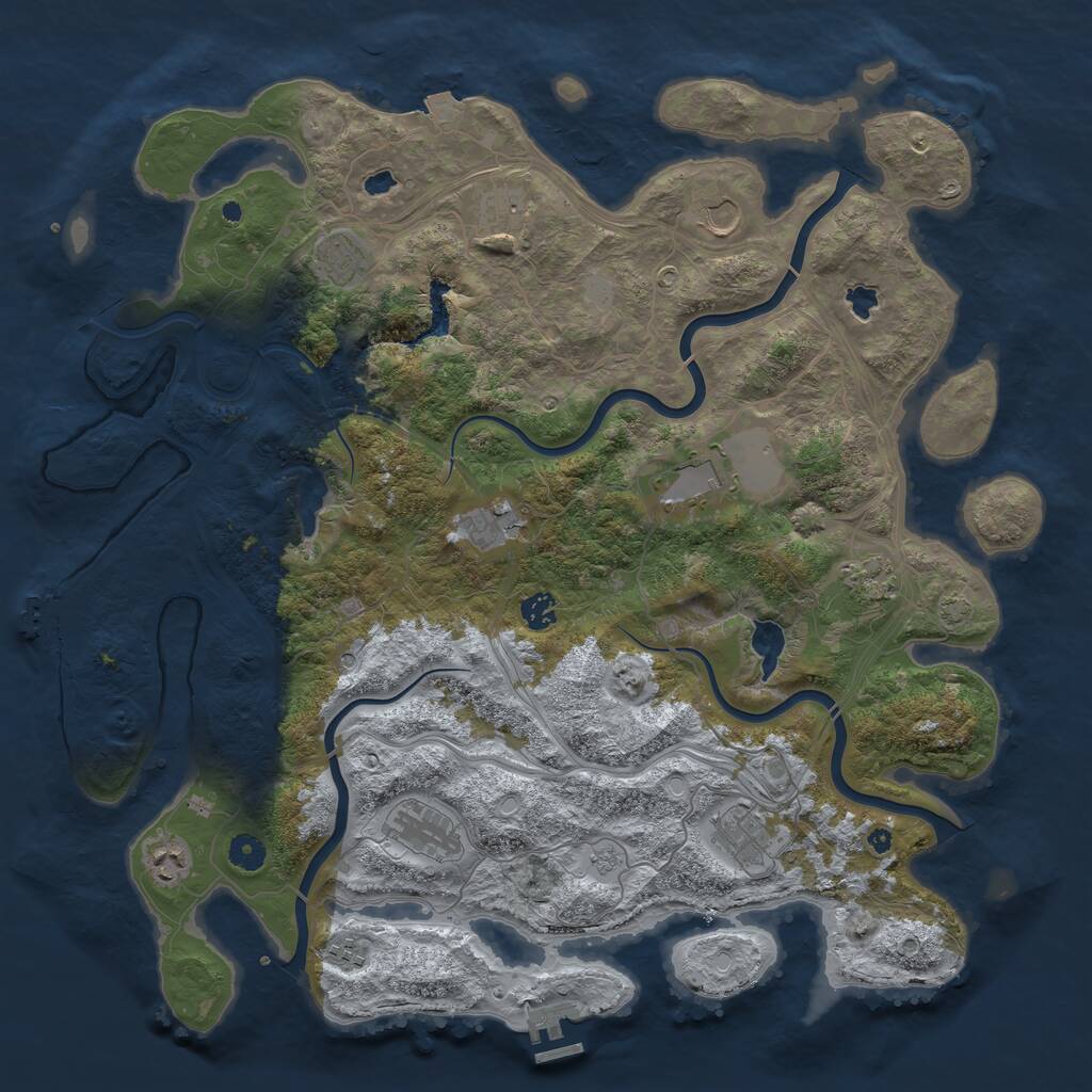 Rust Map: Procedural Map, Size: 4500, Seed: 2053, 17 Monuments
