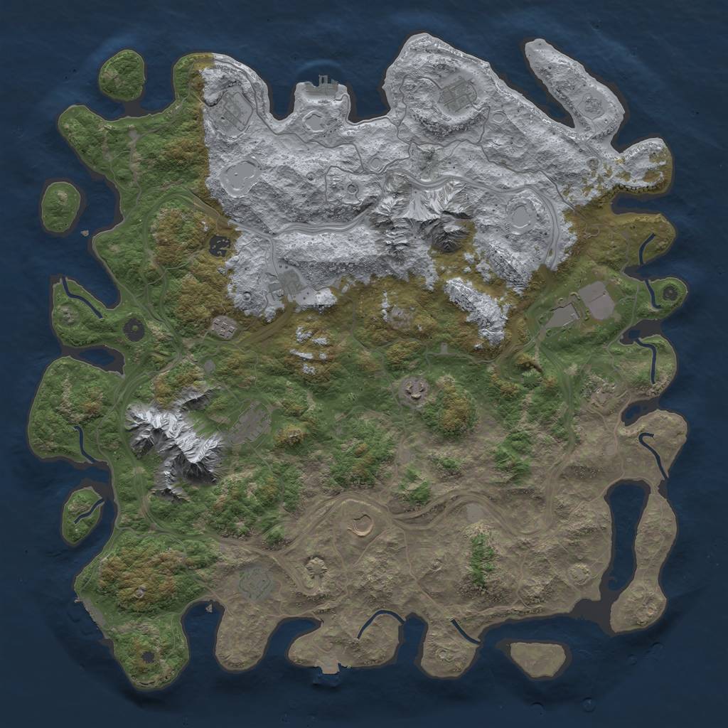 Rust Map: Procedural Map, Size: 5000, Seed: 1, 19 Monuments