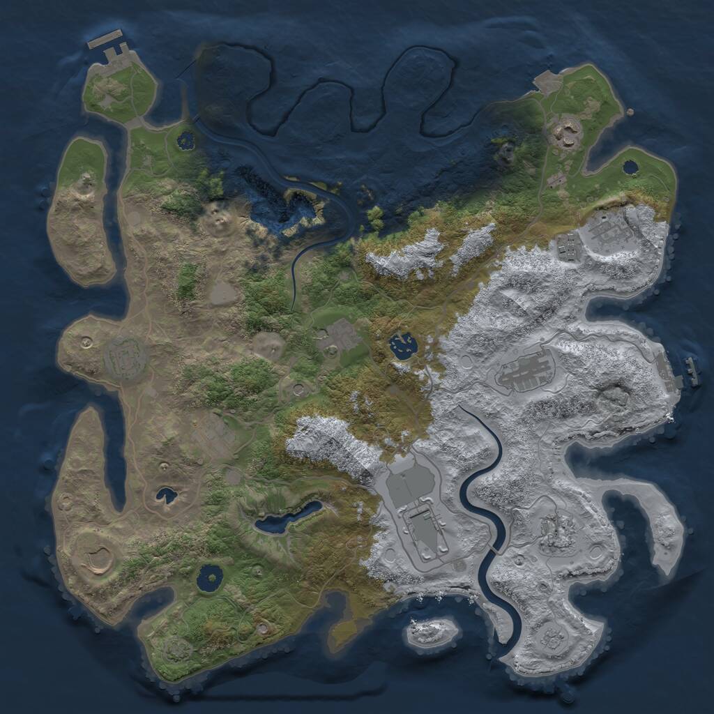 Rust Map: Procedural Map, Size: 4000, Seed: 123756, 17 Monuments