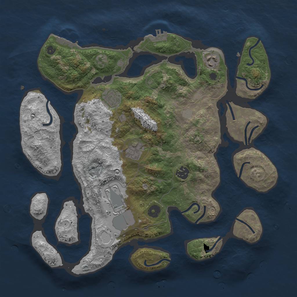 Rust Map: Procedural Map, Size: 3550, Seed: 110982, 12 Monuments