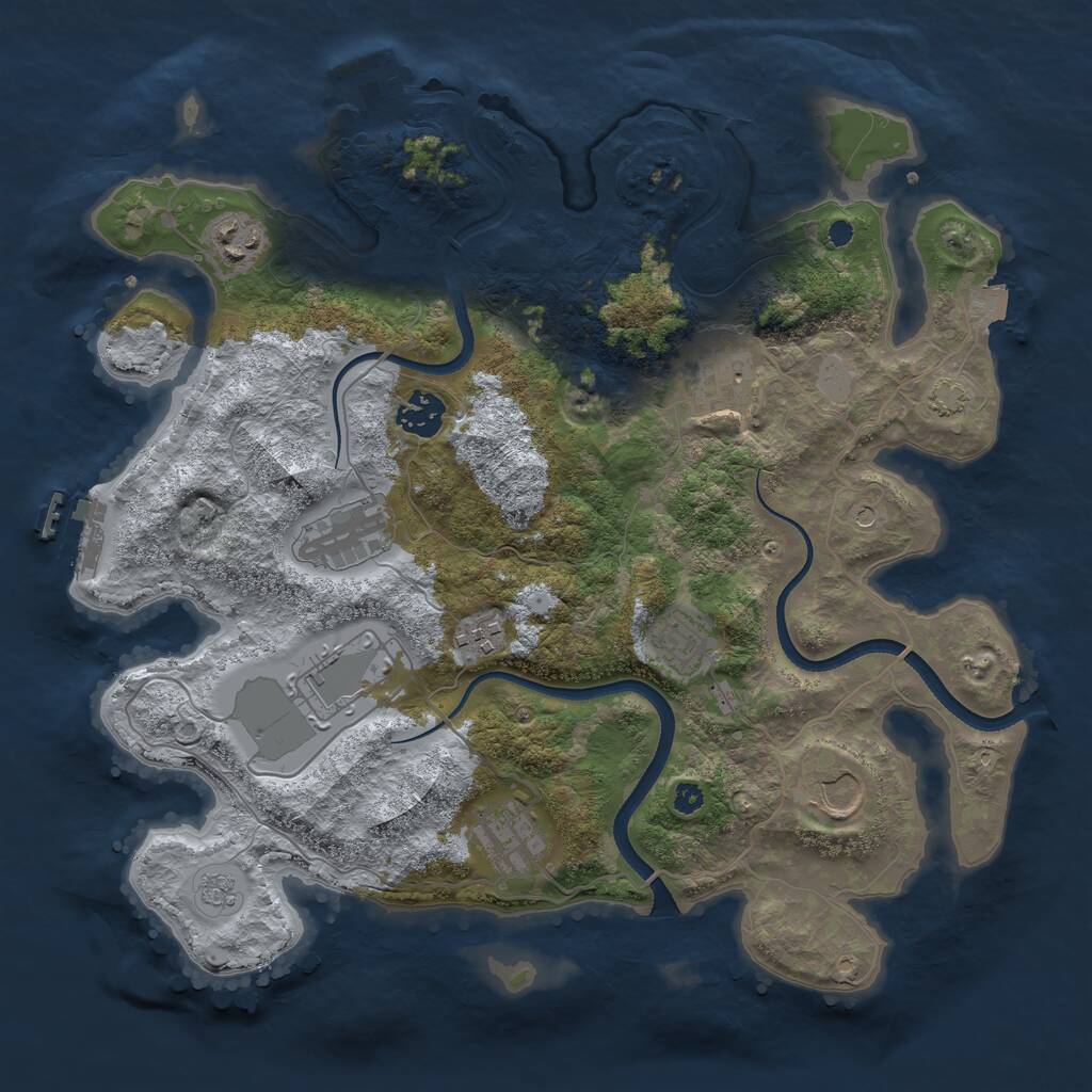 Rust Map: Procedural Map, Size: 3550, Seed: 817719, 15 Monuments