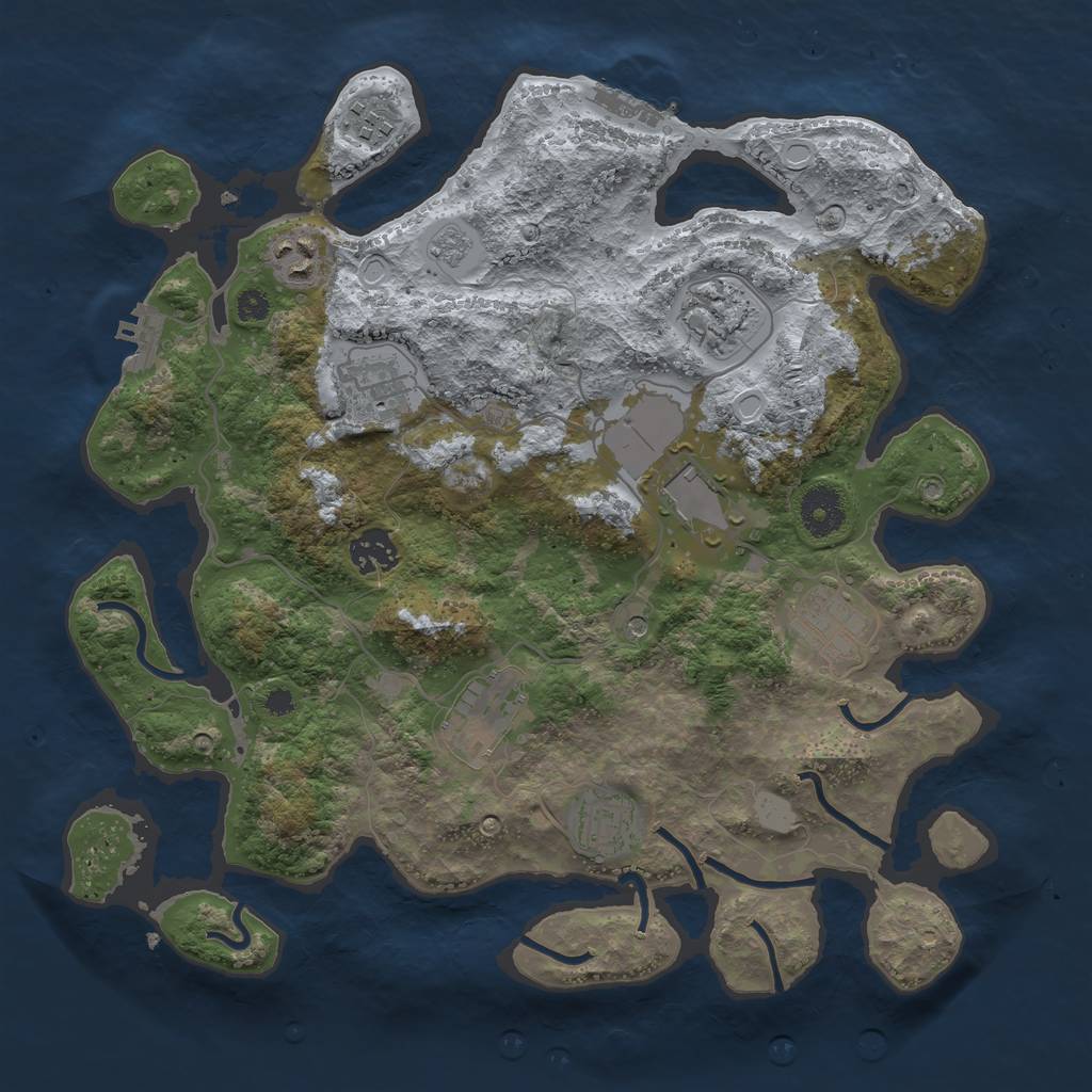 Rust Map: Procedural Map, Size: 3500, Seed: 1139660886, 16 Monuments