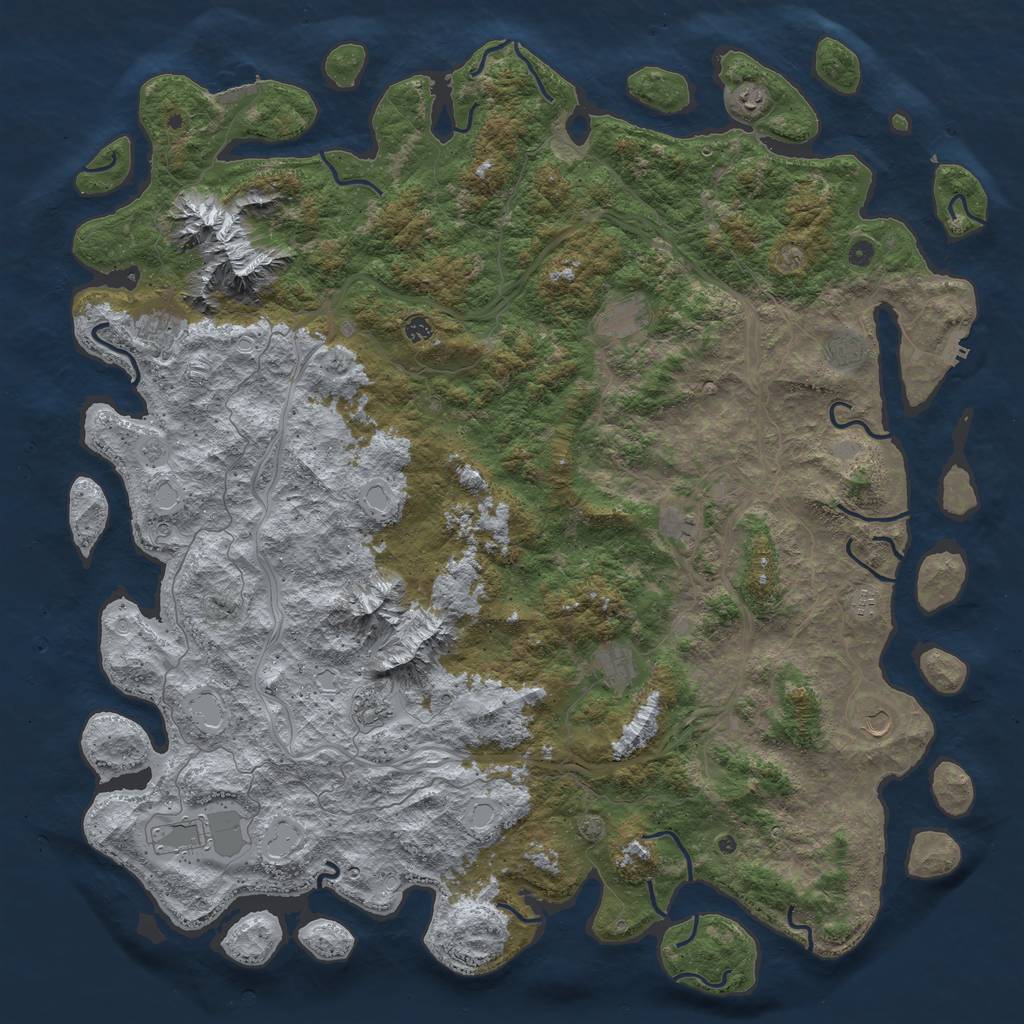 Rust Map: Procedural Map, Size: 6000, Seed: 1874611, 19 Monuments