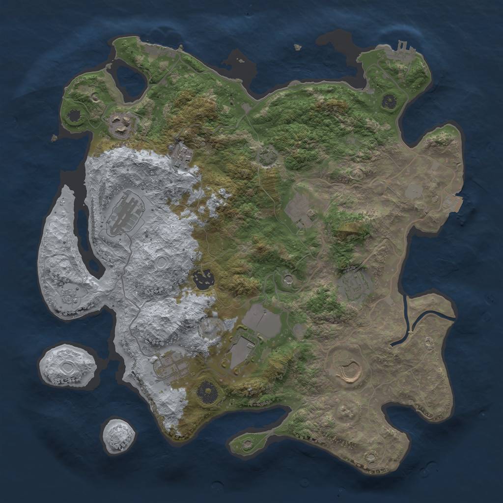 Rust Map: Procedural Map, Size: 3550, Seed: 767092, 17 Monuments