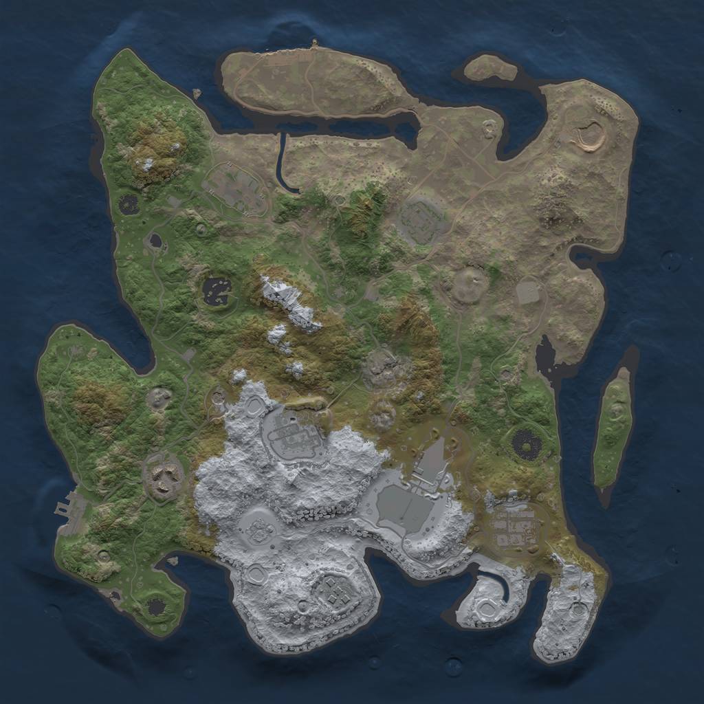 Rust Map: Procedural Map, Size: 3500, Seed: 1259, 16 Monuments