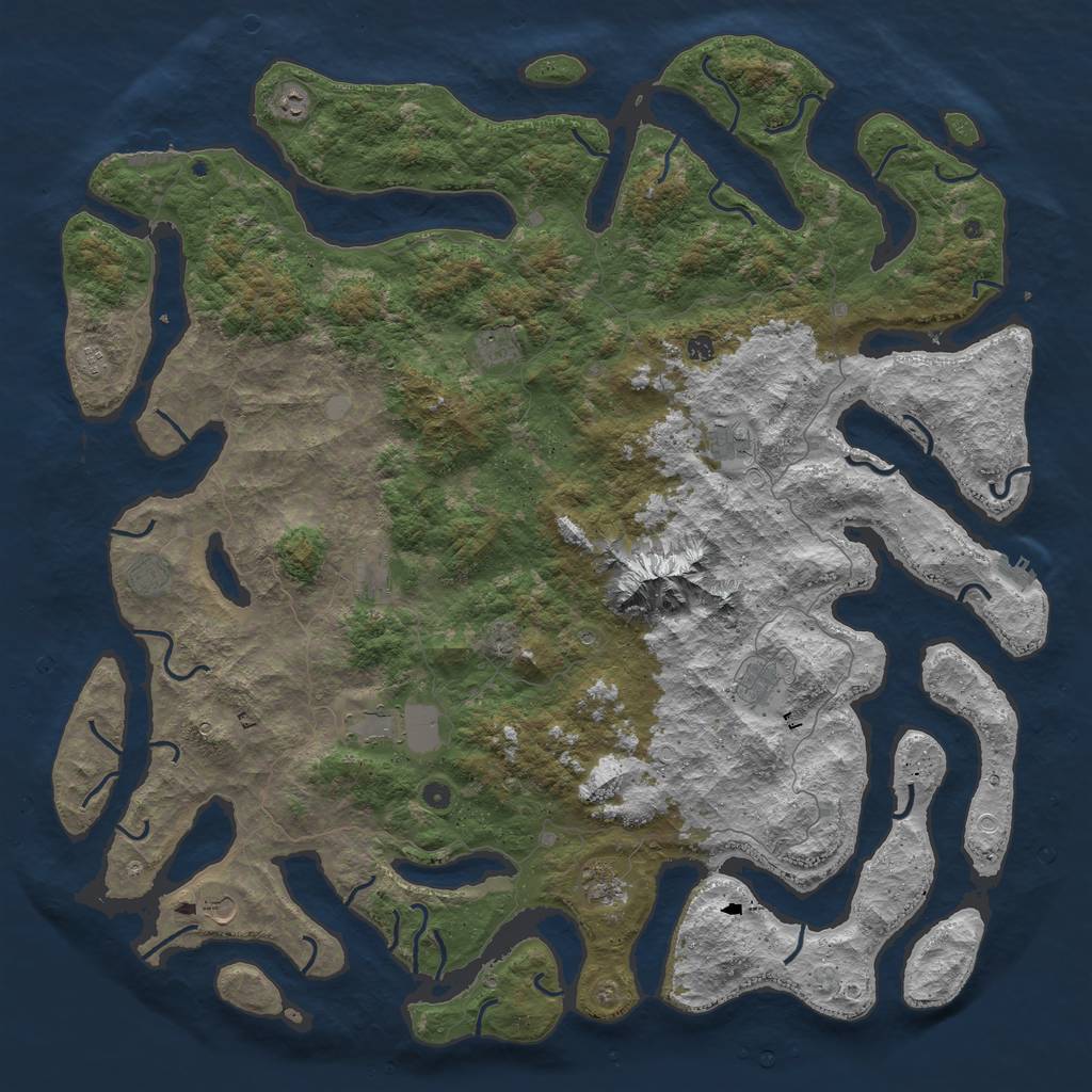 Rust Map: Procedural Map, Size: 6000, Seed: 32749206, 19 Monuments