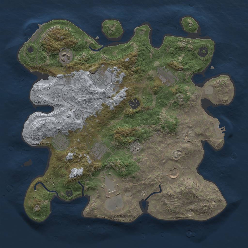 Rust Map: Procedural Map, Size: 3500, Seed: 488, 16 Monuments