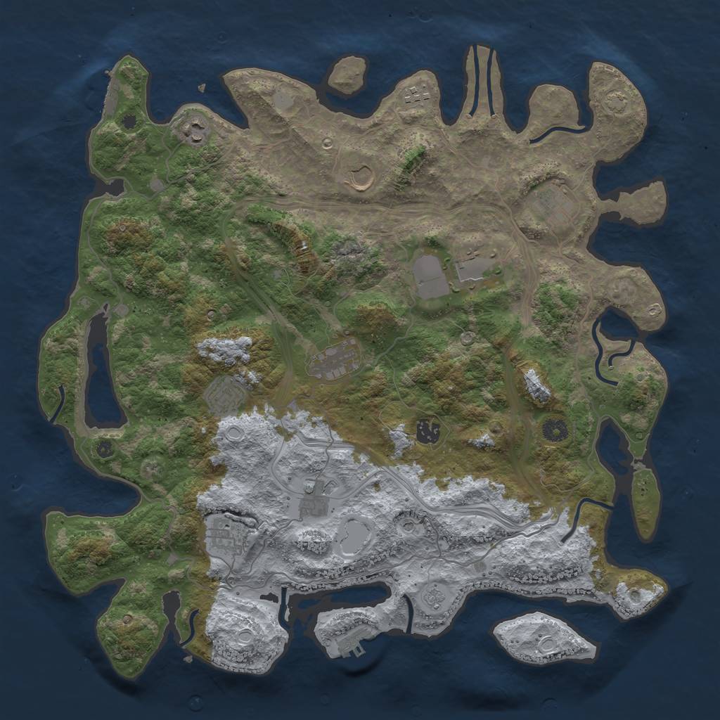 Rust Map: Procedural Map, Size: 4300, Seed: 907838855, 18 Monuments