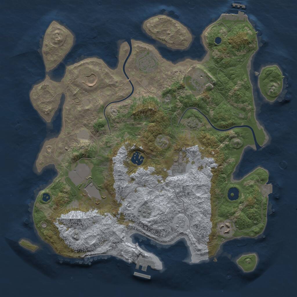 Rust Map: Procedural Map, Size: 3550, Seed: 724255, 14 Monuments