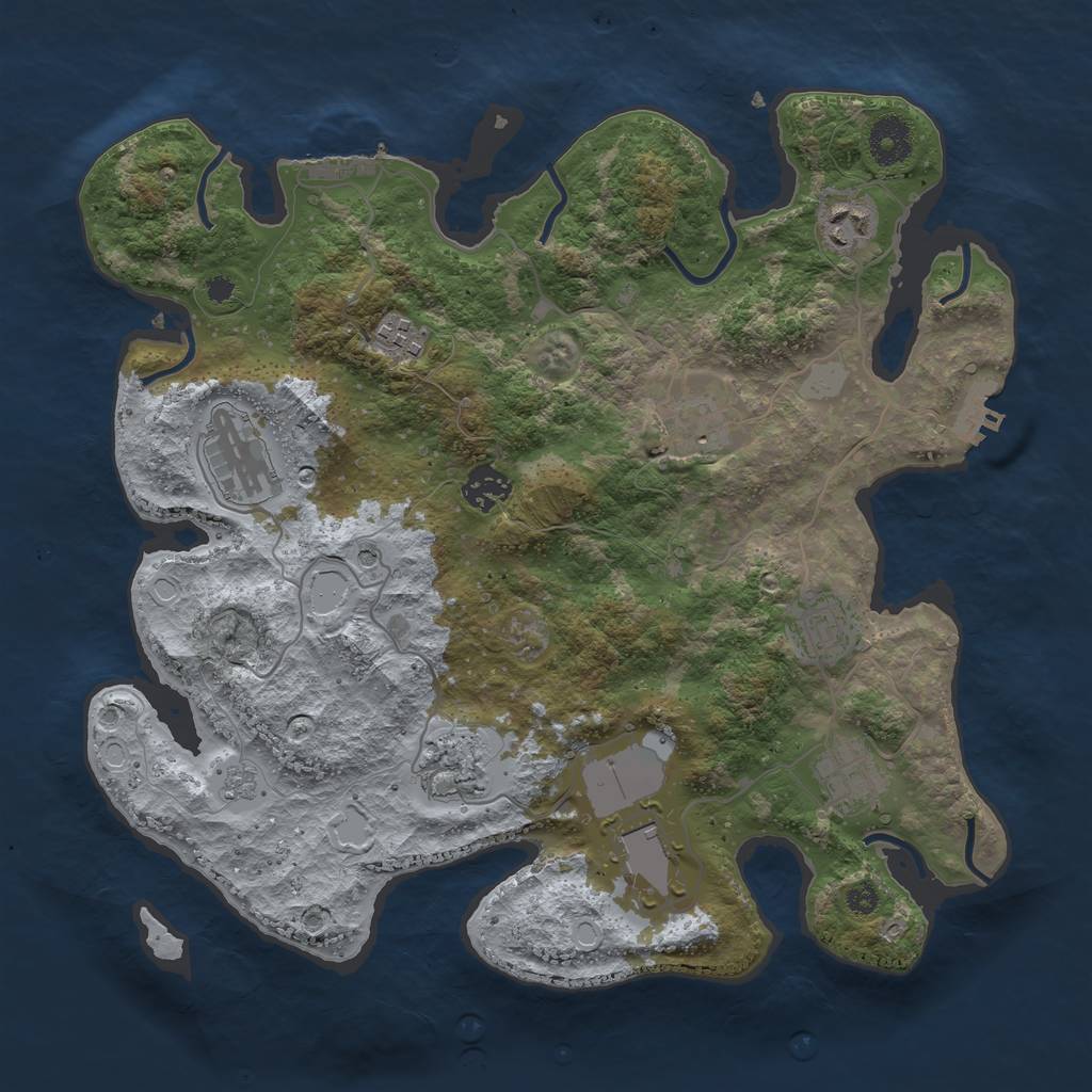 Rust Map: Procedural Map, Size: 3550, Seed: 41196, 16 Monuments