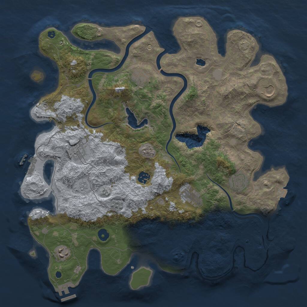 Rust Map: Procedural Map, Size: 4000, Seed: 662563, 14 Monuments