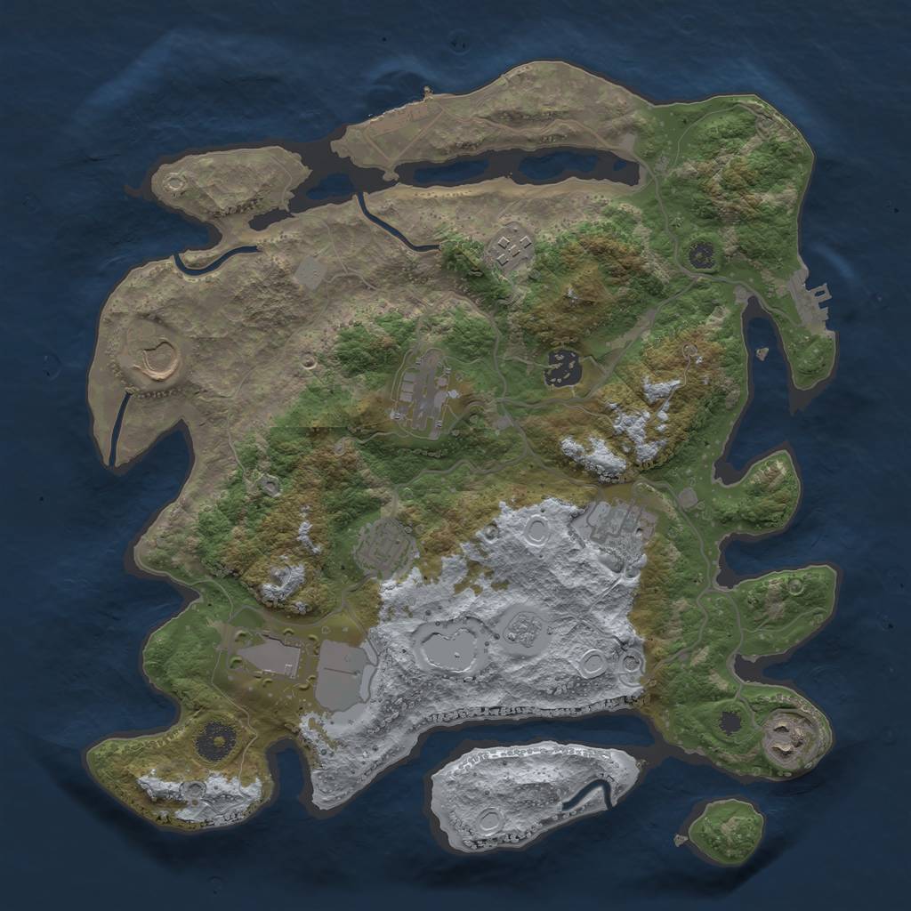Rust Map: Procedural Map, Size: 3500, Seed: 38274842, 15 Monuments