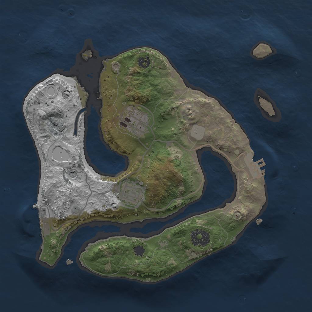 Rust Map: Procedural Map, Size: 2500, Seed: 74314276, 10 Monuments