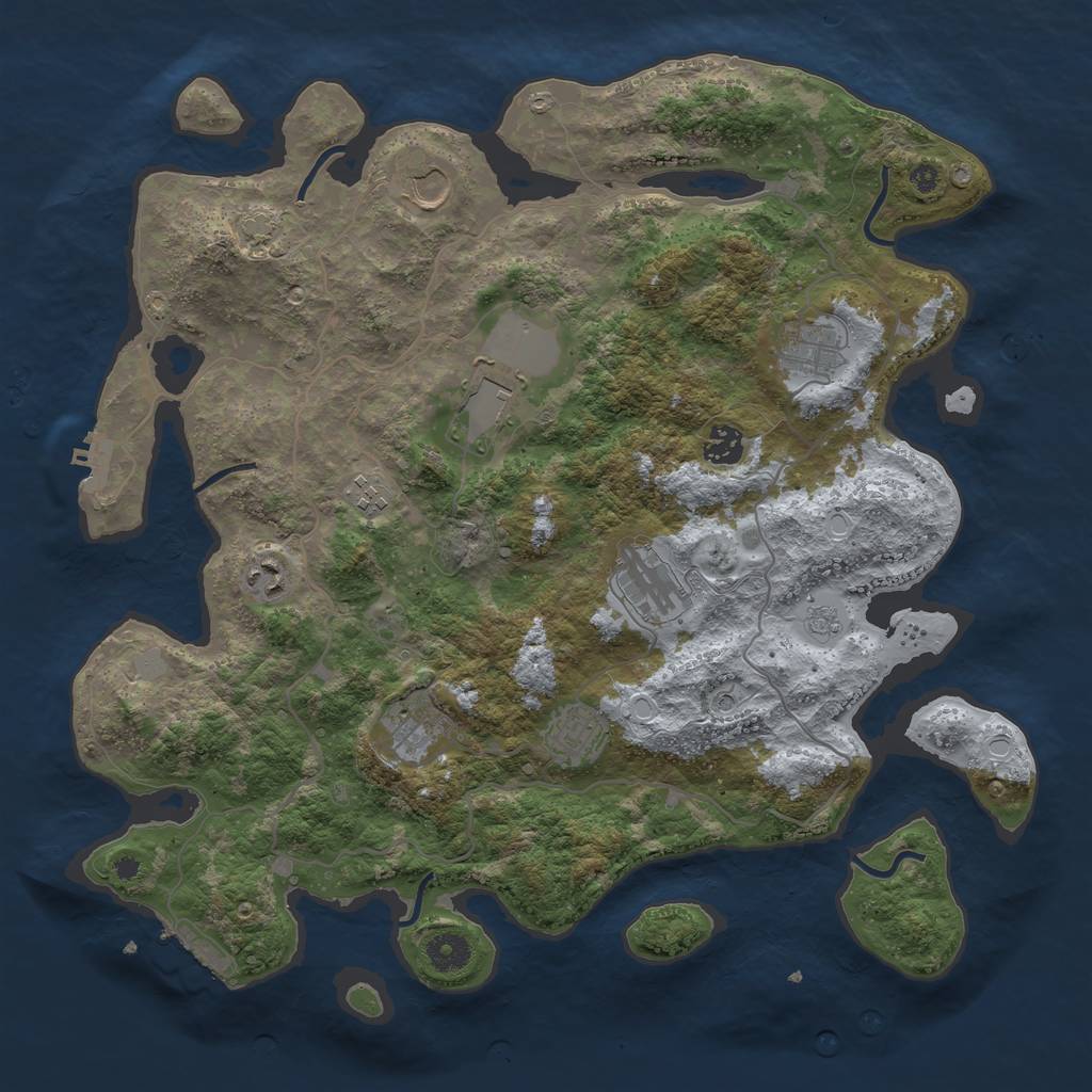 Rust Map: Procedural Map, Size: 4000, Seed: 701140, 17 Monuments