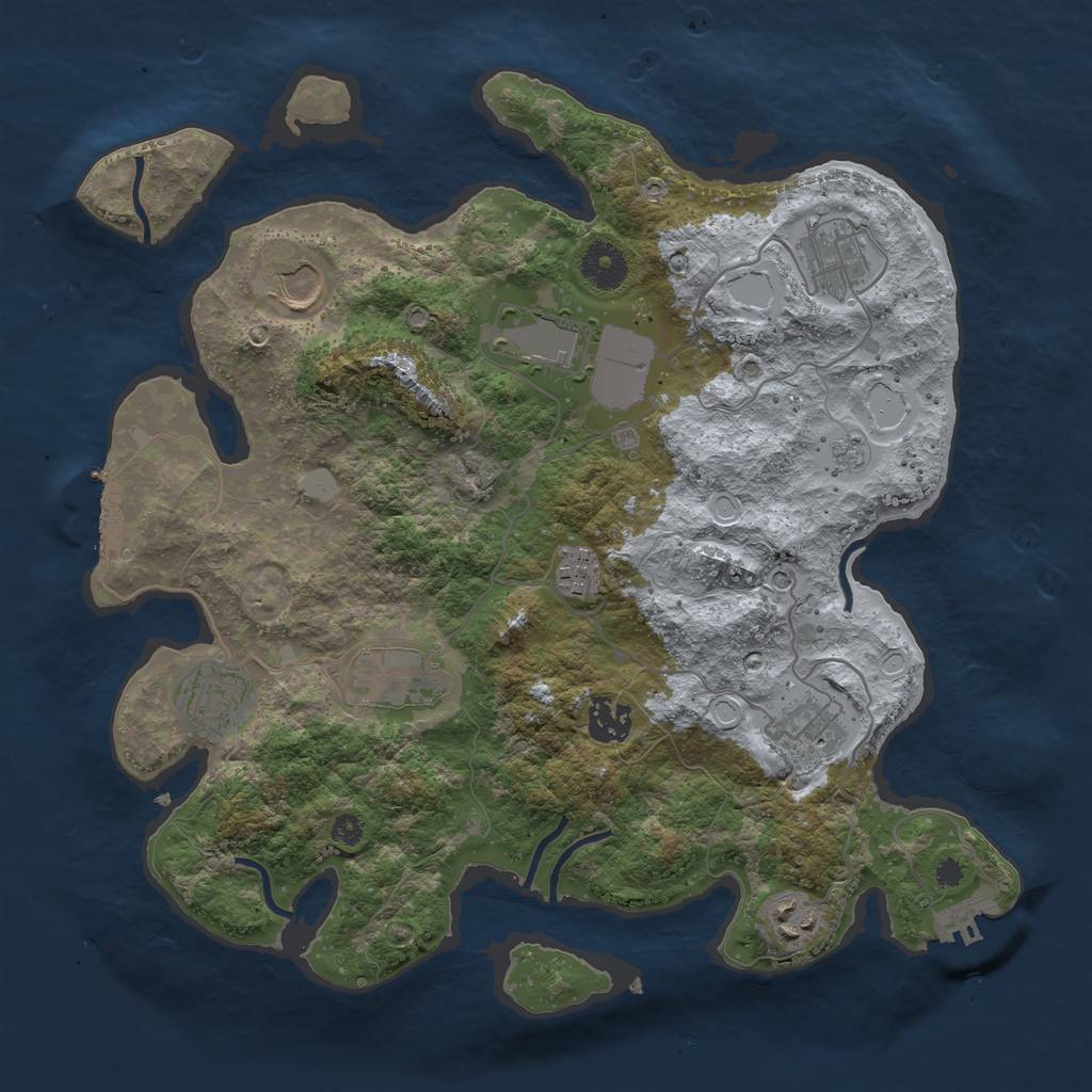 Rust Map: Procedural Map, Size: 3550, Seed: 958260, 16 Monuments