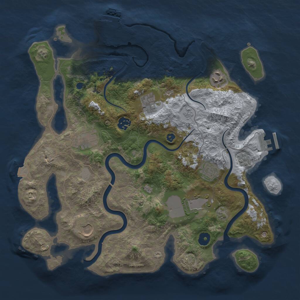 Rust Map: Procedural Map, Size: 3600, Seed: 1828943469, 14 Monuments