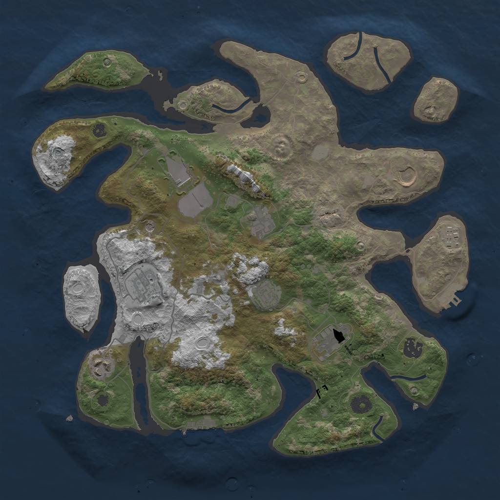 Rust Map: Procedural Map, Size: 3800, Seed: 44957, 17 Monuments