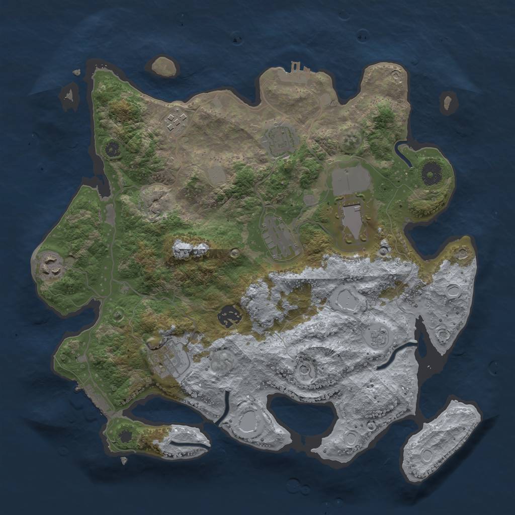Rust Map: Procedural Map, Size: 3500, Seed: 5734692, 14 Monuments