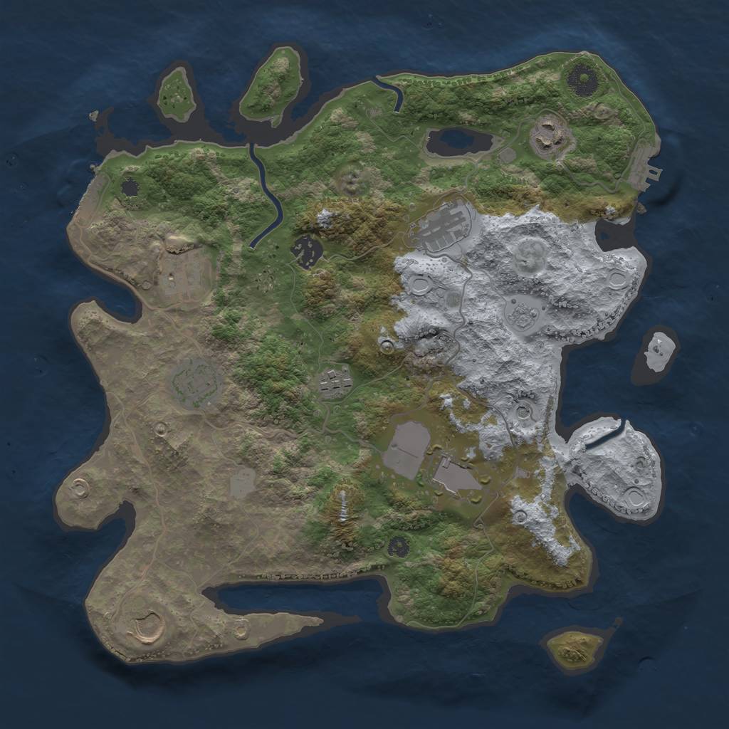 Rust Map: Procedural Map, Size: 3500, Seed: 838707221, 15 Monuments