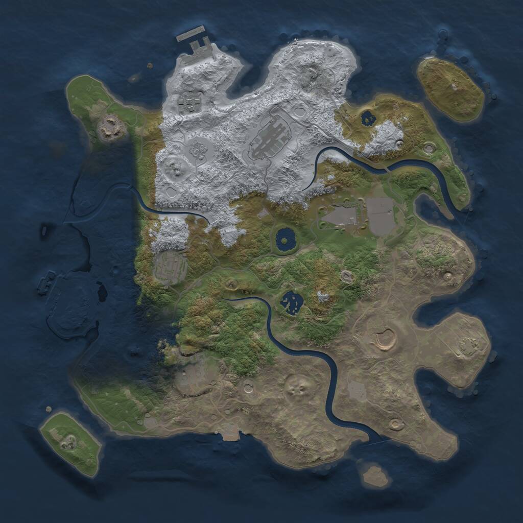 Rust Map: Procedural Map, Size: 3550, Seed: 817042, 14 Monuments