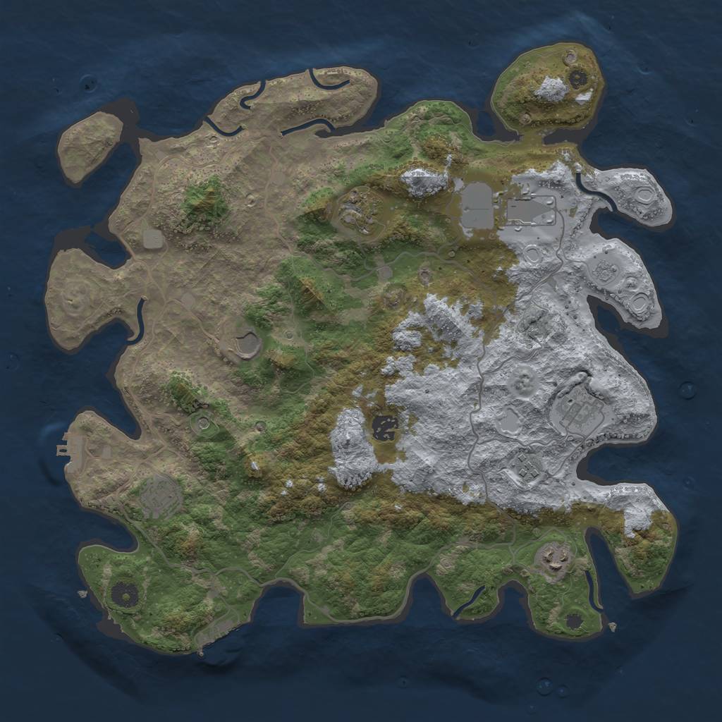 Rust Map: Procedural Map, Size: 4000, Seed: 25, 15 Monuments