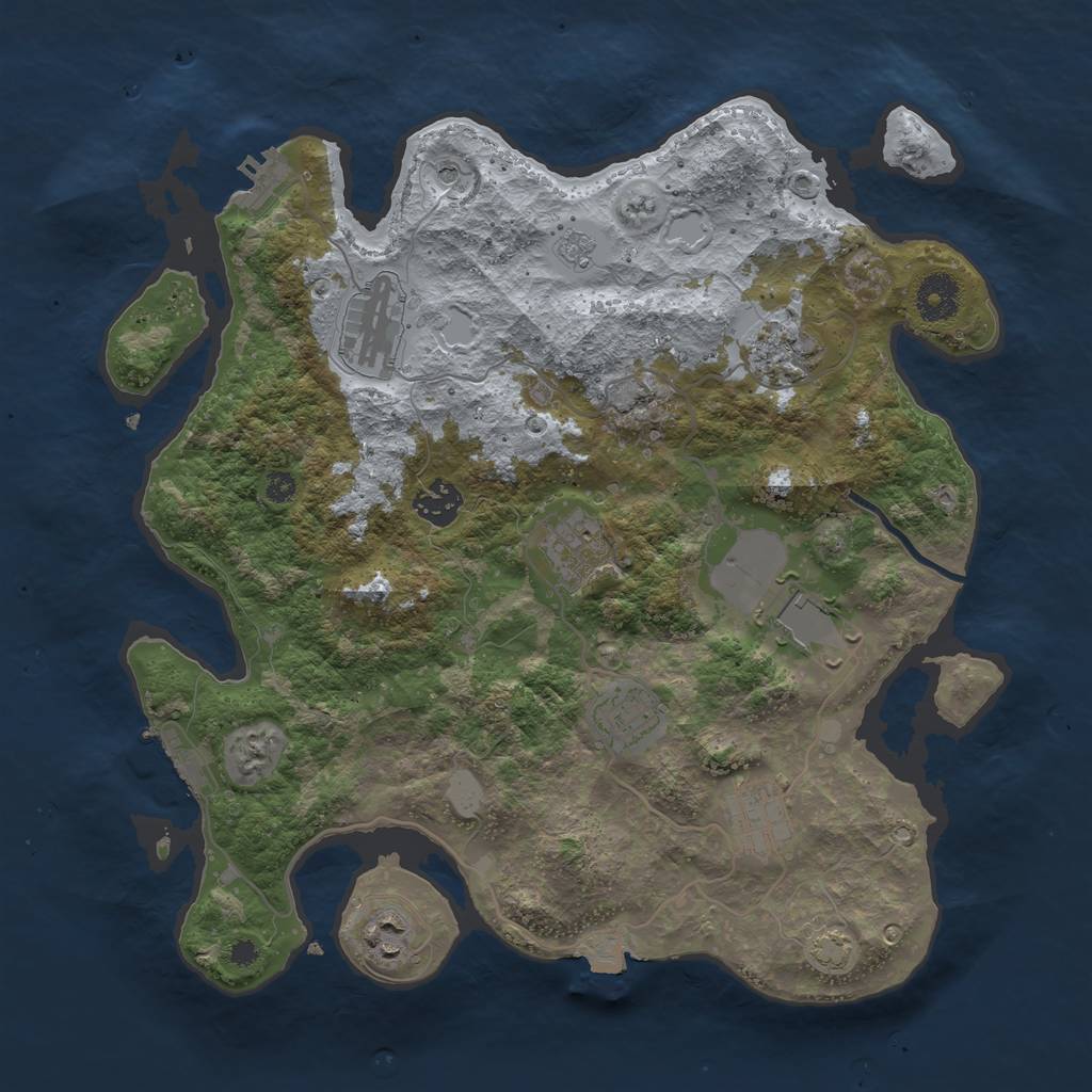 Rust Map: Procedural Map, Size: 3550, Seed: 278960, 16 Monuments