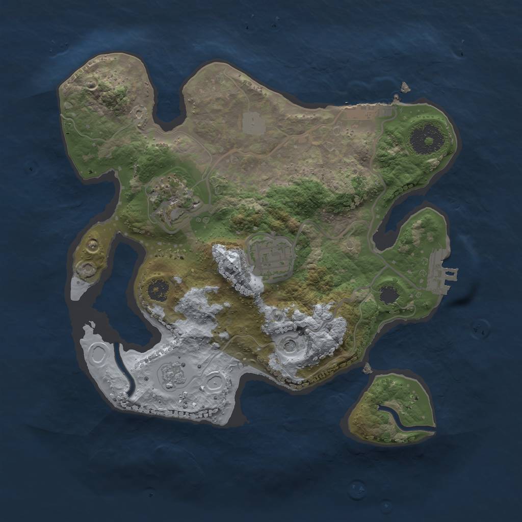 Rust Map: Procedural Map, Size: 2500, Seed: 80279608, 9 Monuments