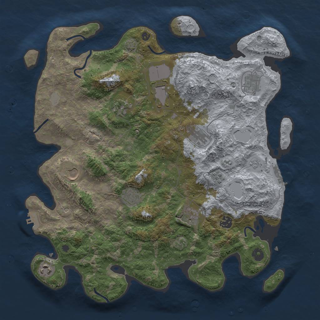 Rust Map: Procedural Map, Size: 3900, Seed: 424122021, 18 Monuments