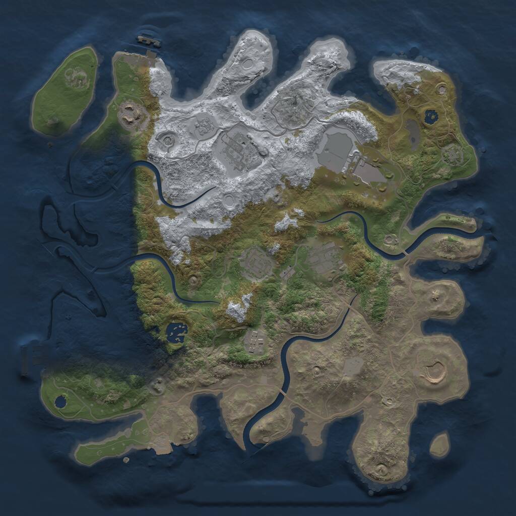 Rust Map: Procedural Map, Size: 3550, Seed: 800591, 14 Monuments