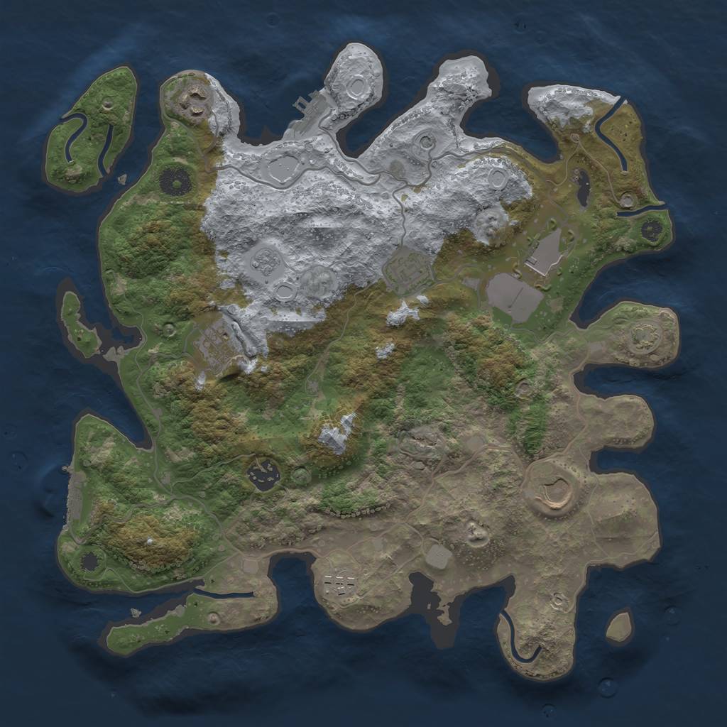 Rust Map: Procedural Map, Size: 3550, Seed: 800591, 15 Monuments