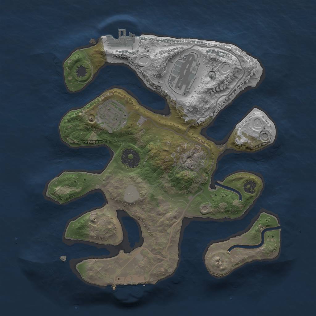 Rust Map: Procedural Map, Size: 2500, Seed: 84527271, 9 Monuments