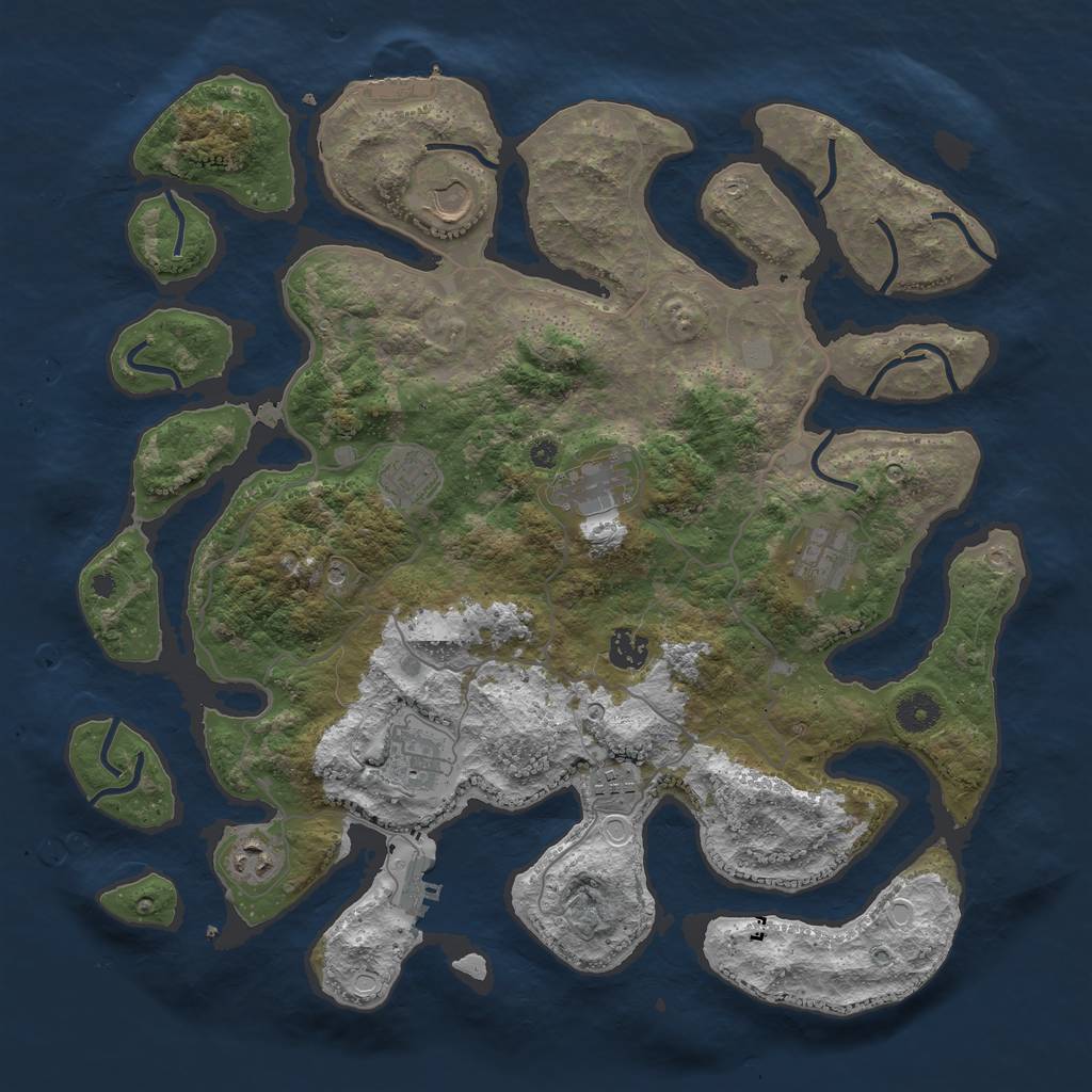 Rust Map: Procedural Map, Size: 4000, Seed: 847329, 16 Monuments