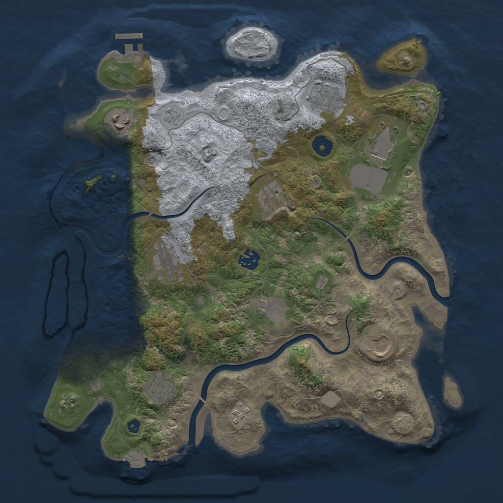 Rust Map: Procedural Map, Size: 3700, Seed: 2102318815, 15 Monuments