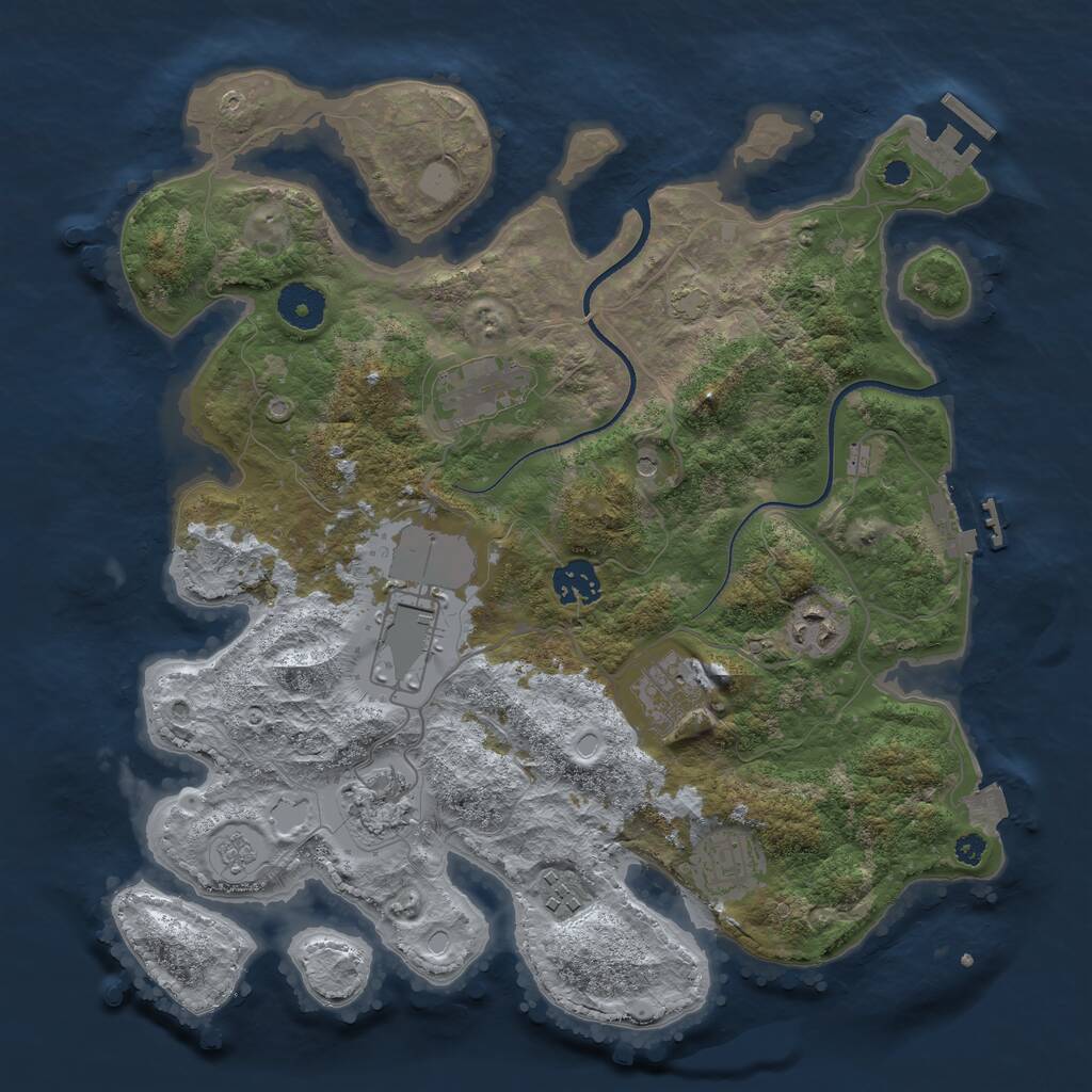 Rust Map: Procedural Map, Size: 3500, Seed: 440747371, 14 Monuments