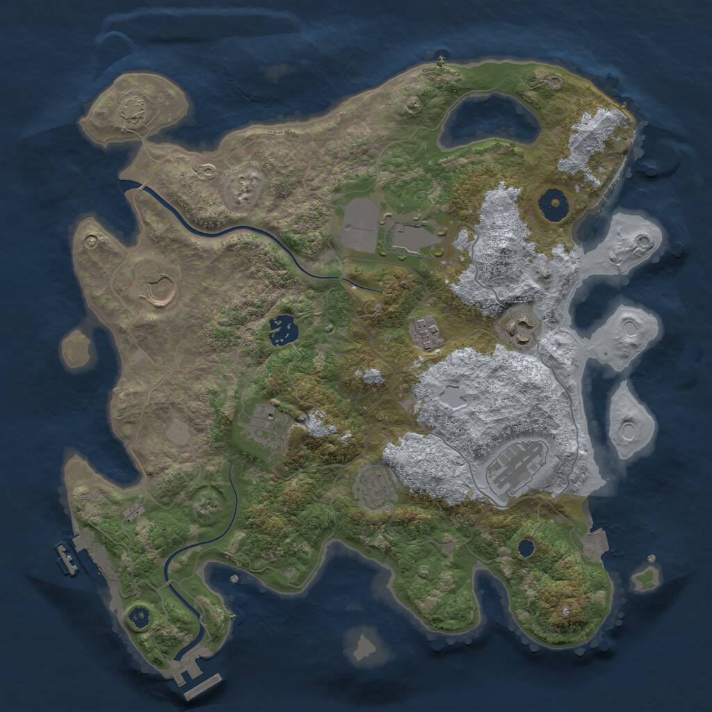 Rust Map: Procedural Map, Size: 3500, Seed: 456, 12 Monuments