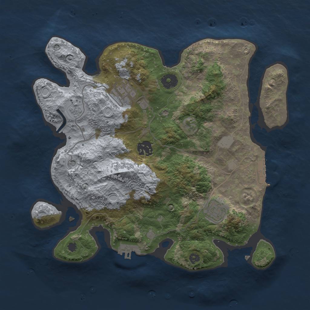 Rust Map: Procedural Map, Size: 3000, Seed: 1709176606, 10 Monuments