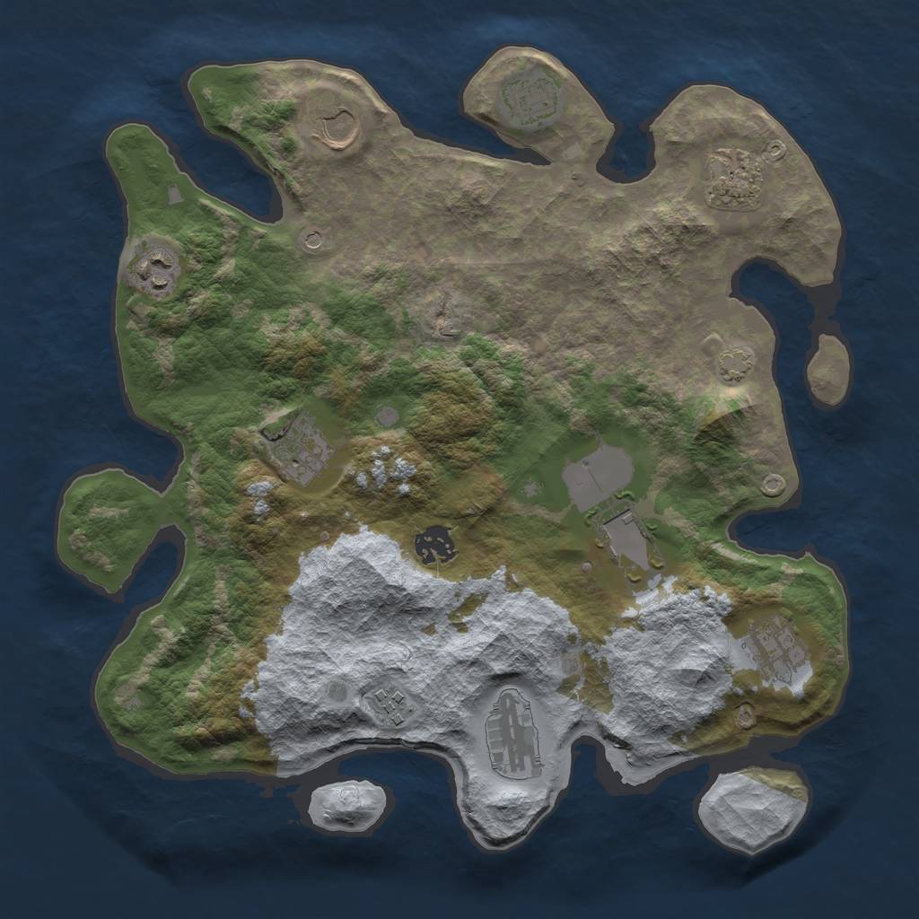 Rust Map: Barren, Size: 3500, Seed: 1265655659, 14 Monuments