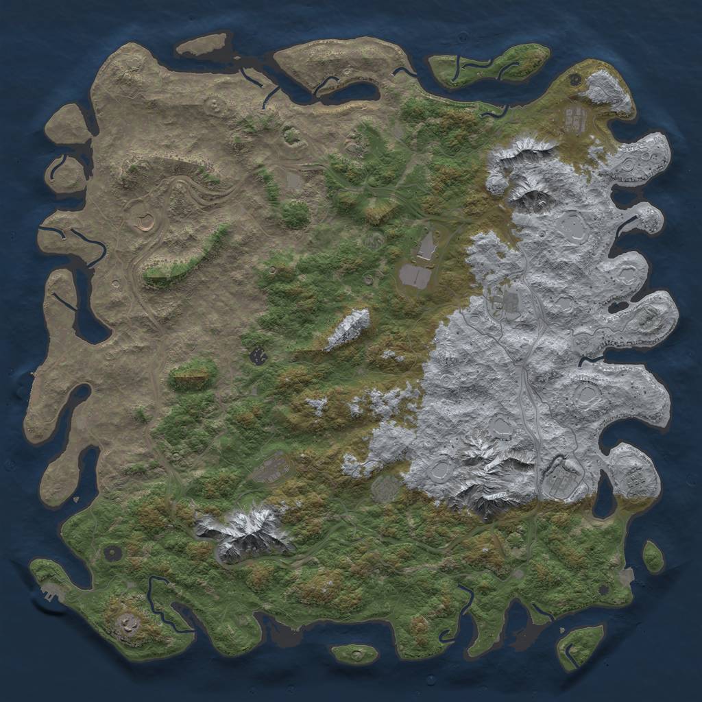 Rust Map: Procedural Map, Size: 5999, Seed: 50500, 19 Monuments