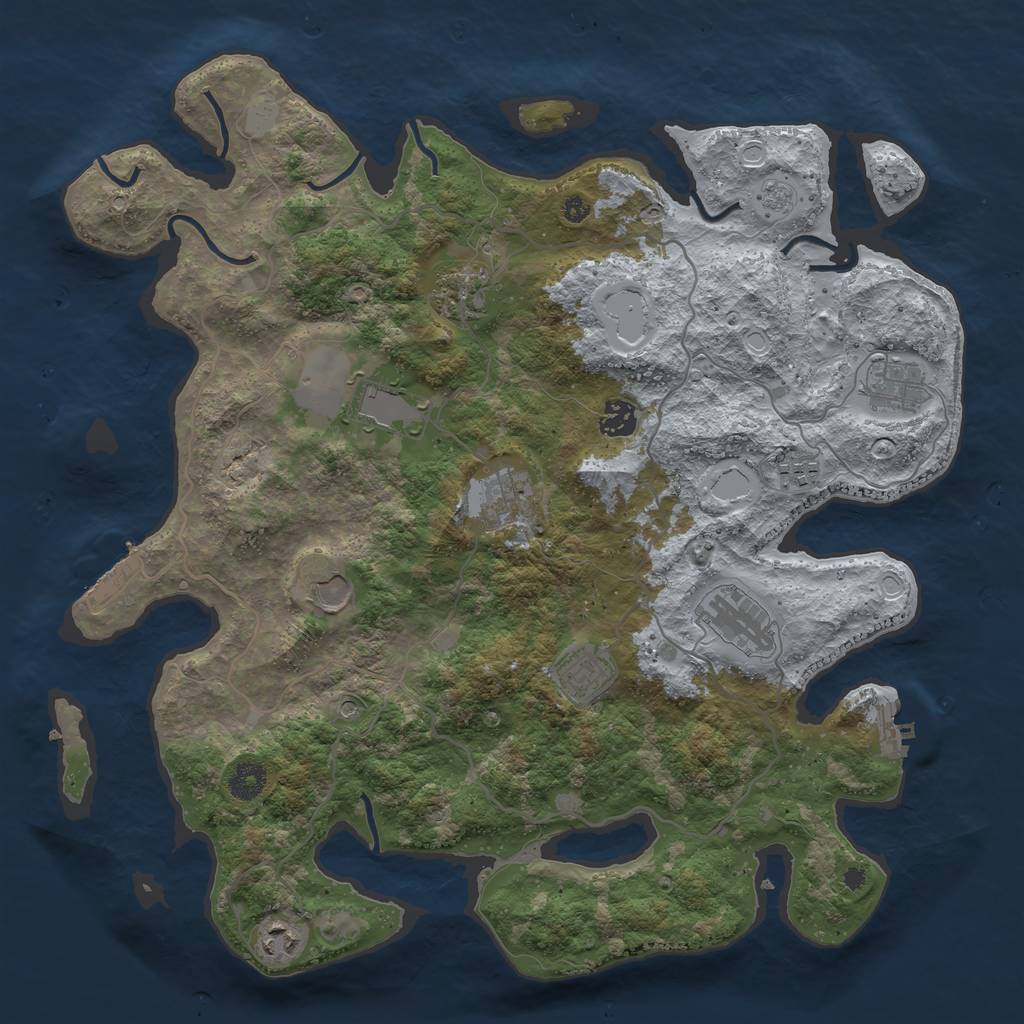 Rust Map: Procedural Map, Size: 4000, Seed: 68, 17 Monuments