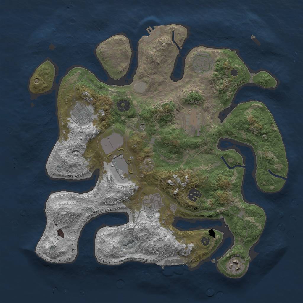 Rust Map: Procedural Map, Size: 3500, Seed: 1219501872, 15 Monuments