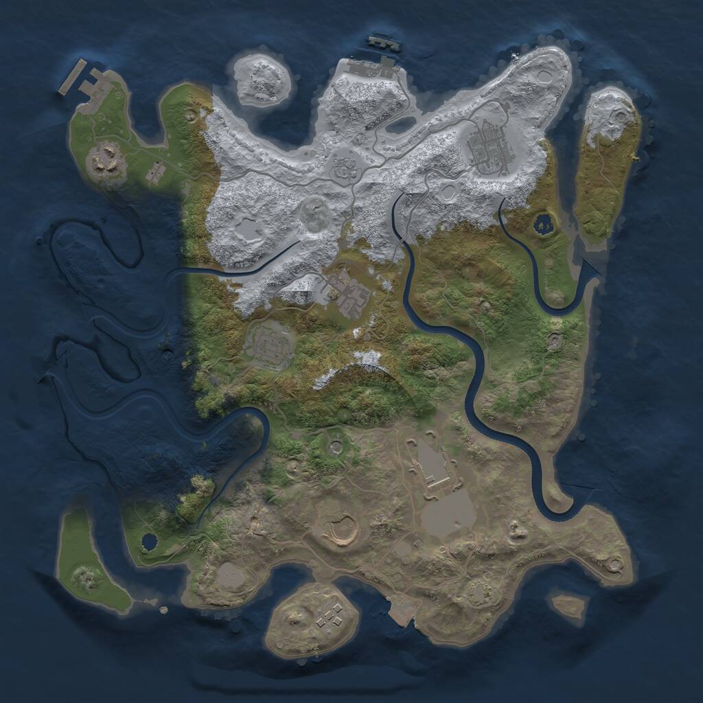 Rust Map: Procedural Map, Size: 3500, Seed: 66773350, 13 Monuments