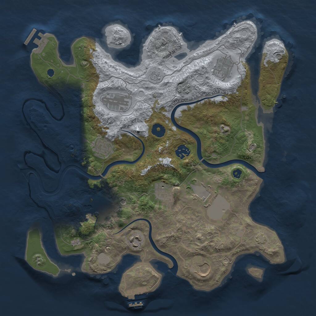 Rust Map: Procedural Map, Size: 3500, Seed: 66773350, 16 Monuments